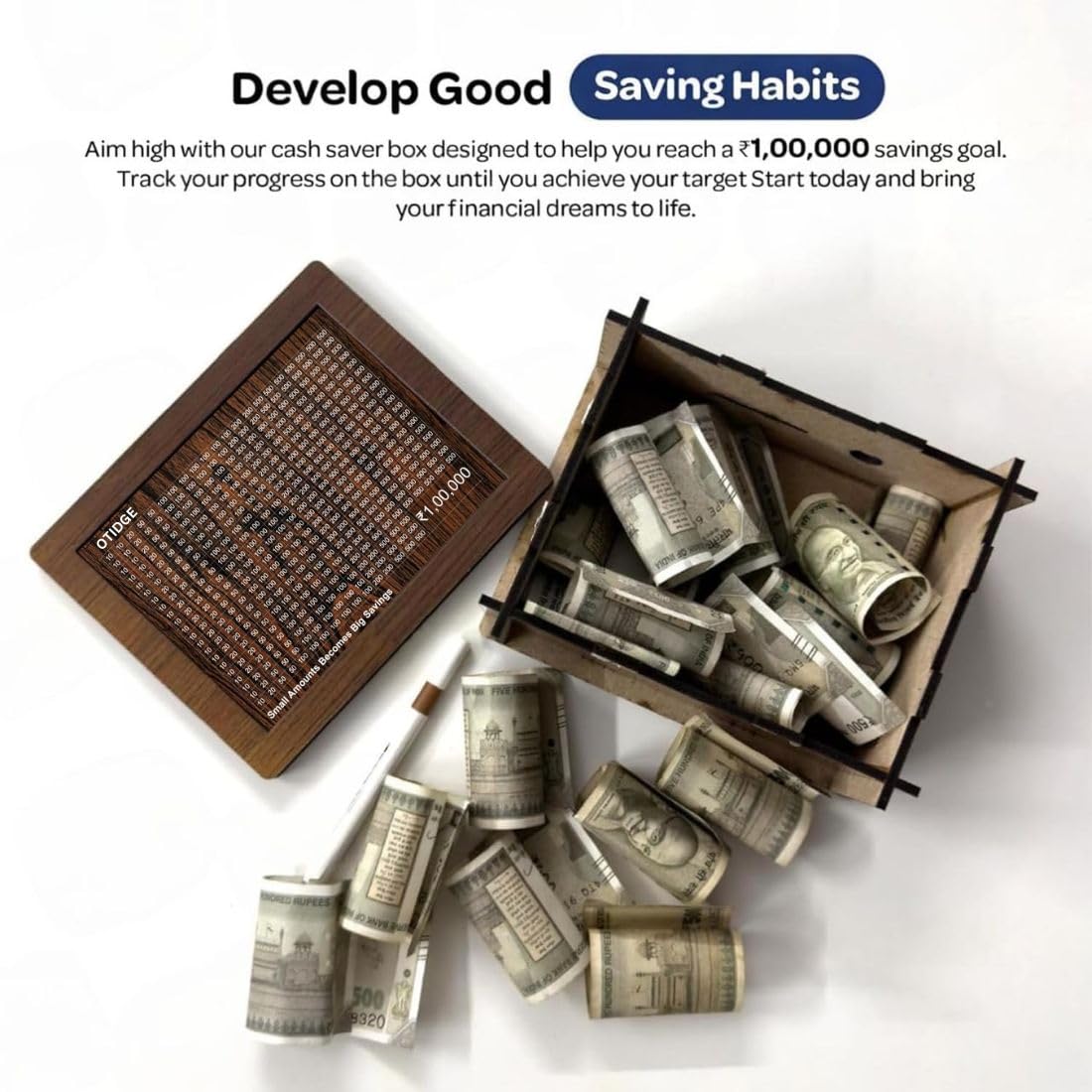 Save: ₹1 Lakh Savings Challenge Box with Marker