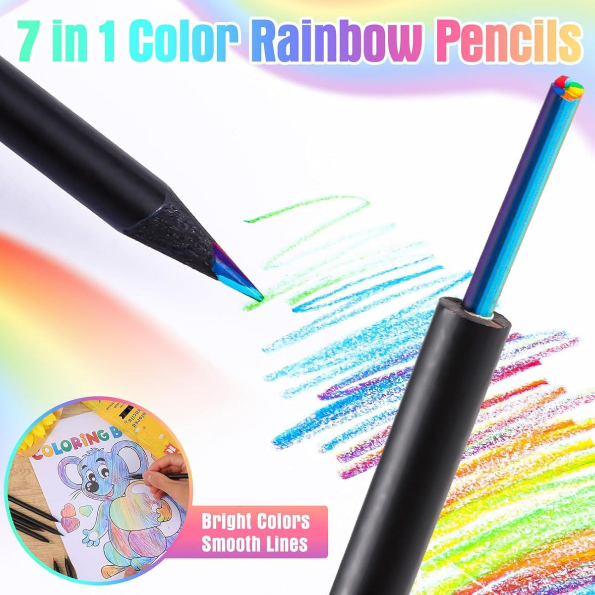 Rainbow Colour Pencils – 7 Colours in One Lead