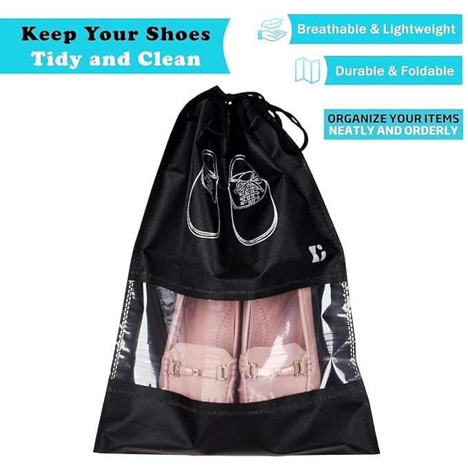 Drawstring Shoe Bags for Travel (Pack of 4)