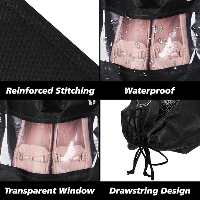 Close: Drawstring Shoe Bags for Travel (Pack of 4)