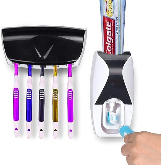 Press: Wall-Mounted Toothpaste Dispenser with Brush Holder