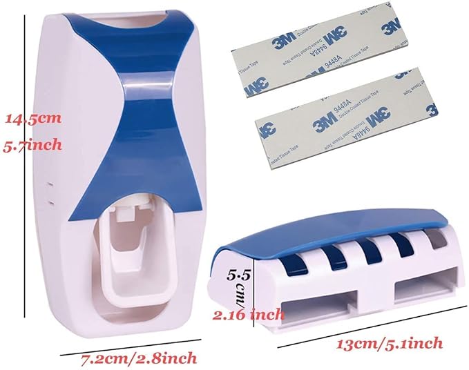Wall-Mounted Toothpaste Dispenser with Brush Holder