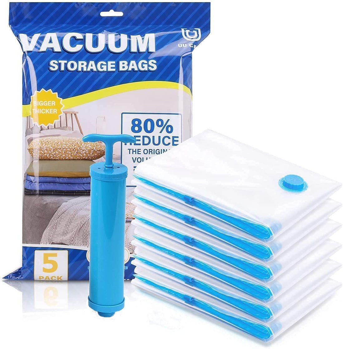 Vacuum Storage Bags for Clothes, with Hand Pump