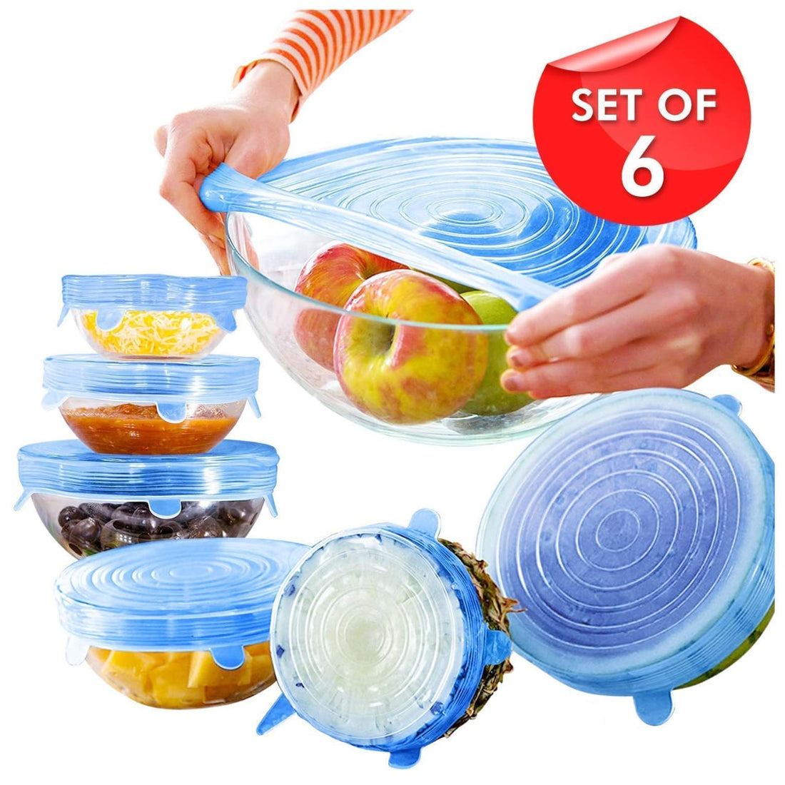 Stretchable Silicone Lids (Pack of 6)