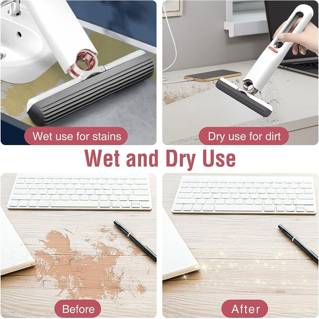 Wipe: Mini Squeeze Mop for Kitchen, Bathroom & Desks